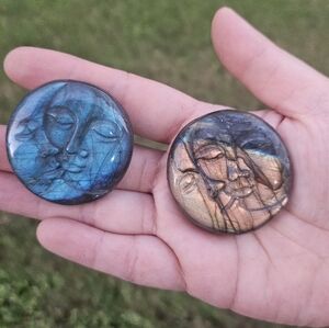 labradorite sun moon carving